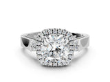 White gold Cushion Halo Pave Split Shank Prong Setting Ring_63