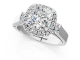 White gold Cushion Halo Pave Split Shank Prong Setting Ring_64