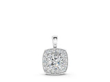 White gold Cushion Halo Pendant with Round Diamond and Four-Prong Setting_2