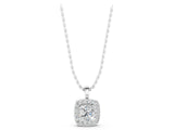 White gold Cushion Halo Pendant with Round Diamond and Four-Prong Setting_3