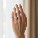 White gold Cushion Halo Round Brilliant Solitaire Ring with Tapered Band and Four-Prong Setting_6