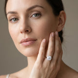 White gold Cushion Halo Round Brilliant Solitaire Ring with Tapered Band and Four-Prong Setting_7
