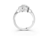 White gold Cushion Halo Round Diamond Milgrain Pave Engagement Ring_12