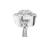 White gold Cushion Halo Round Diamond Milgrain Pave Engagement Ring_14