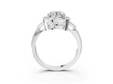 White gold Cushion Halo Round Diamond Milgrain Pave Engagement Ring_30