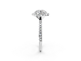 White gold Cushion Halo Round Diamond Pavé Band Four-Prong Ring_24