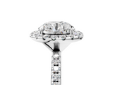 White gold Cushion Halo Round Diamond Pavé Band Four-Prong Ring_27