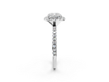 White gold Cushion Halo Round Diamond Pavé Band Four-Prong Ring_5