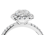 White gold Cushion Halo Round Diamond Pavé Band Four-Prong Ring_7