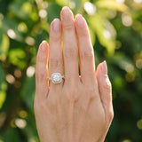 White gold Cushion Halo Round Diamond Pavé Band Ring with Four-Prong Setting_18