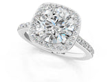 White gold Cushion Halo Round Diamond Pavé Band with Four-Prong Setting_22
