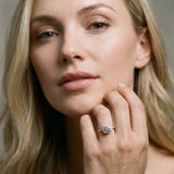 White gold Cushion Halo Round Diamond Pavé Band with Four-Prong Setting_34