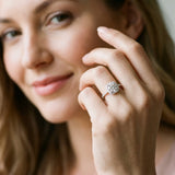 White gold Cushion Halo Round Diamond Pavé Band with Four-Prong Setting_35