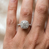 White gold Cushion Halo Round Diamond Pavé Band with Four-Prong Setting_36