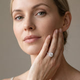 White gold Cushion Halo Round Diamond Pave Band Prong Setting Ring_4