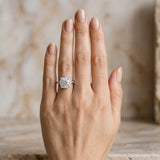 White gold Cushion Halo Round Diamond Pave Band with Four-Prong Setting_12