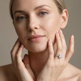 White gold Cushion Halo Round Diamond Pave Band with Four-Prong Setting_13