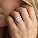 White gold Cushion Halo Round Diamond Pave Band with Four-Prong Setting_14