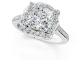 White gold Cushion Halo Round Diamond Pave Band with Four-Prong Setting_38