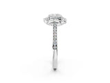White gold Cushion Halo Round Diamond Pave Band with Four-Prong Setting_40