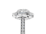 White gold Cushion Halo Round Diamond Pave Band with Four-Prong Setting_42