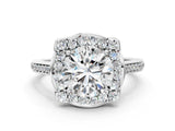 White gold Cushion Halo Round Diamond Pave Band with Four-Prong Setting_56