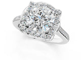 White gold Cushion Halo Round Diamond Pave Band with Four-Prong Setting_57