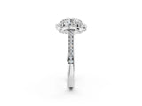 White gold Cushion Halo Round Diamond Pave Band with Four-Prong Setting_58