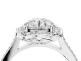 White gold Cushion Halo Round Diamond Pave Band with Four-Prong Setting_60