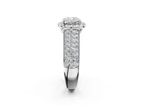 White gold Cushion Halo Round Diamond Pave Band with Prong Setting 2