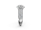 White gold Cushion Halo Round Diamond Pave Band with Prong Setting 3