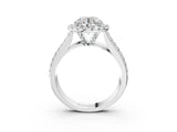 White gold Cushion Halo Round Diamond Pave Band with Prong Setting 4