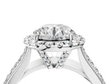 White gold Cushion Halo Round Diamond Pave Band with Prong Setting 5
