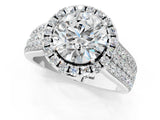 White gold Cushion Halo Round Diamond Pave Band with Prong Setting_13