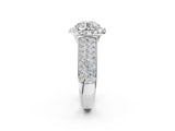 White gold Cushion Halo Round Diamond Pave Band with Prong Setting_14