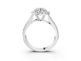 White gold Cushion Halo Round Diamond Pave Band with Prong Setting_15