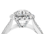 White gold Cushion Halo Round Diamond Pave Band with Prong Setting_16