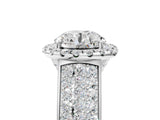White gold Cushion Halo Round Diamond Pave Band with Prong Setting_17