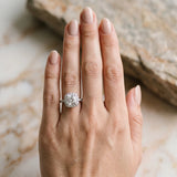 White gold Cushion Halo Round Diamond Solitaire Engagement Ring with Pave Band and Four-Prong Setting_6