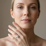 White gold Cushion Halo Round Diamond Solitaire Engagement Ring with Pave Band and Four-Prong Setting_7