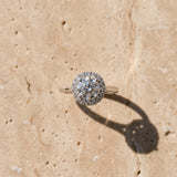 White gold Cushion Halo Round Diamond Solitaire Engagement Ring with Pave Band and Four-Prong Setting_9