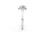 White gold Cushion Halo Round Diamond Solitaire Ring with Pavé Band and Four-Prong Setting_16