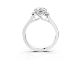 White gold Cushion Halo Round Diamond Solitaire Ring with Pavé Band and Four-Prong Setting_17