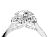 White gold Cushion Halo Round Diamond Solitaire Ring with Pavé Band and Four-Prong Setting_18