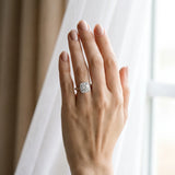 White gold Cushion Halo Round Diamond Solitaire Ring with Pavé Band and Four-Prong Setting_25