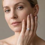 White gold Cushion Halo Round Diamond Solitaire Ring with Pavé Band and Four-Prong Setting_26