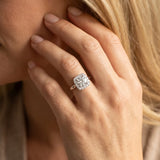 White gold Cushion Halo Round Diamond Solitaire Ring with Pavé Band and Four-Prong Setting_27
