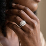White gold Cushion Halo Round Diamond Split Shank Milgrain Ring_27