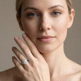 White gold Cushion Halo Round Diamond Split Shank Prong Setting Ring_4