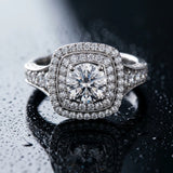 White gold Cushion Halo Round Diamond Split Shank Prong Setting Ring_6
